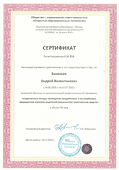 Сертификат № 316 Васильев Андрей Валентинович